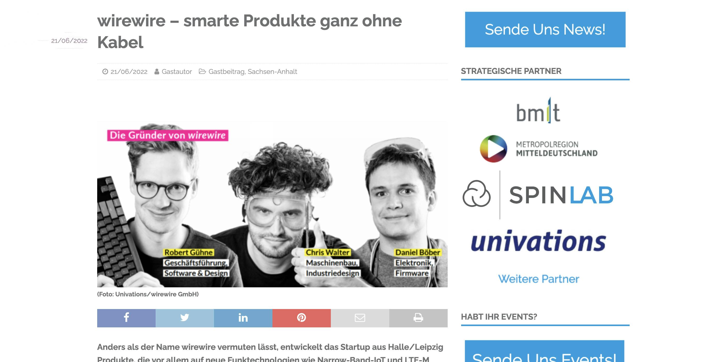 Artikel in Startup Mitteldeutschland