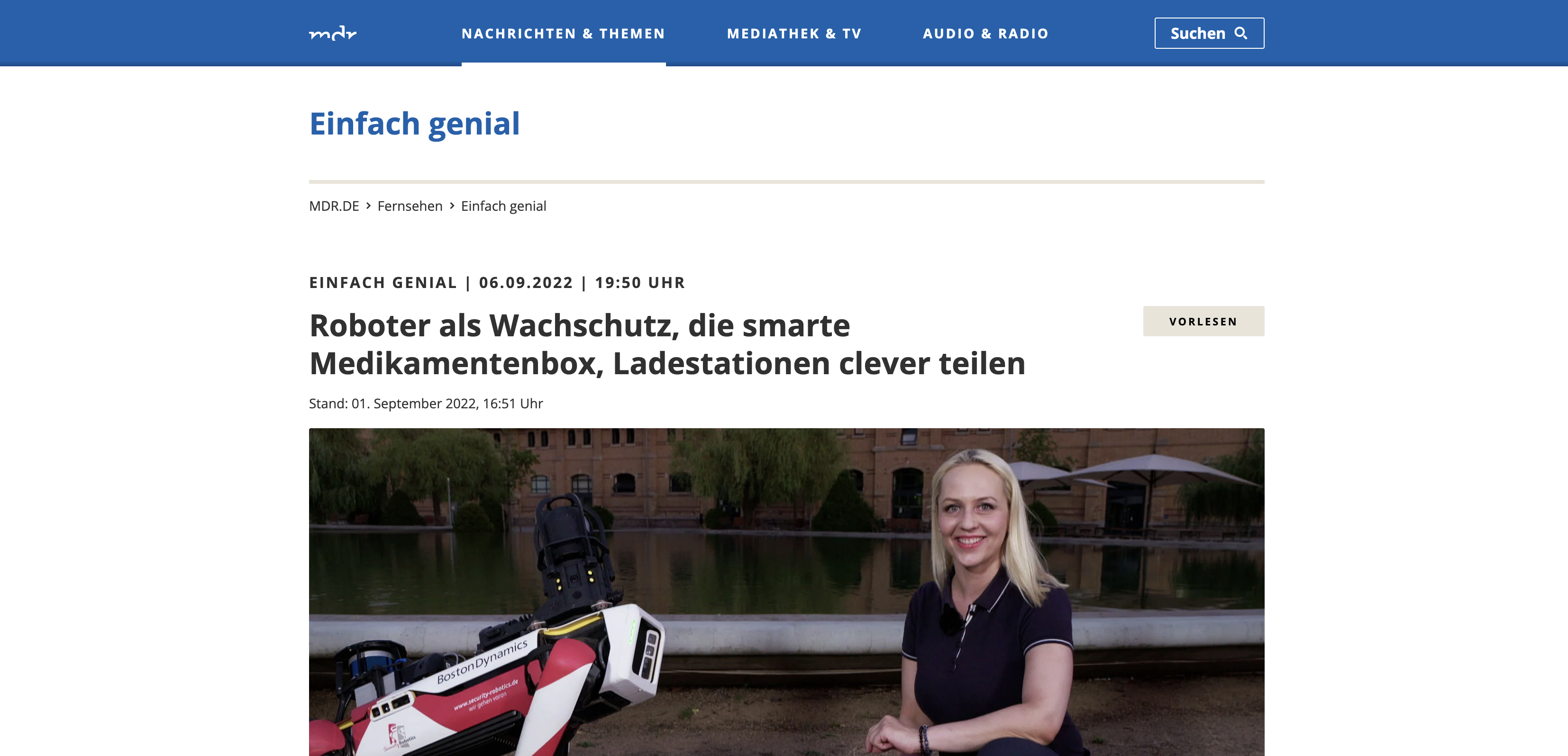 Article about the Einfach Genial show